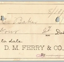 1900 $4.07 Check From Ephraim Baker* to D. M. Ferry Co. (Seed Company)