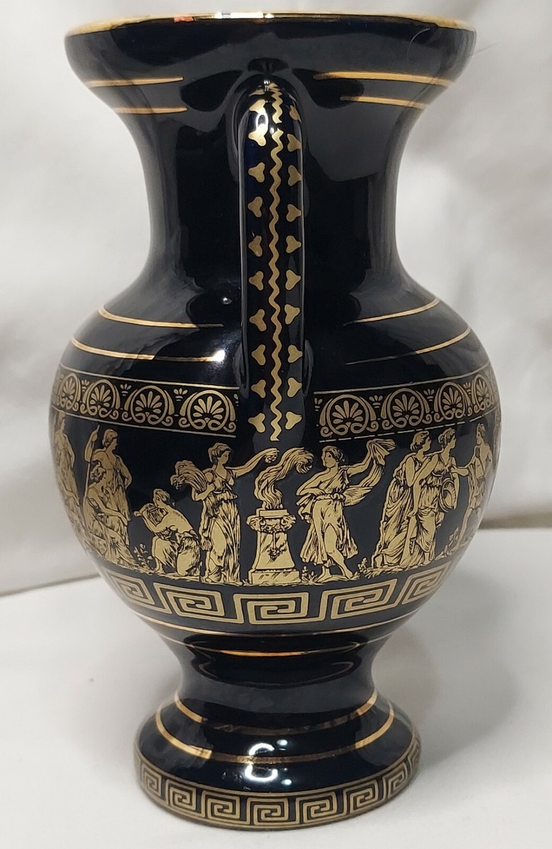Hand Made In Greece 24k Gold Accent Vase | eBay