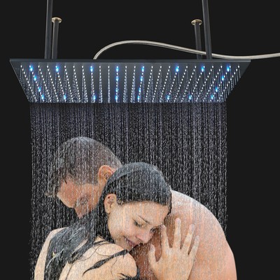 LED Large Rain Square Shower Head High Pressure Rainfall Luxury Shower Head
