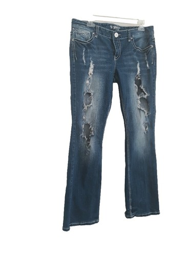 Series 31 Fashion Jeans Sz 13 Blue Distressed Embroidered back pockets - Picture 2 of 8