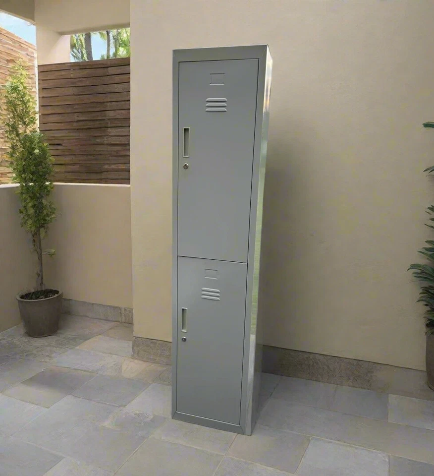 Tall Industrial Cabinet Metal Narrow Locker Storage Cupboard Retro Lockable Door - Image 1 of 4