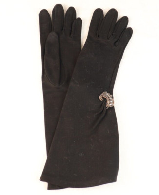 vintage black Elvette by dawnelle size 6 gloves beaded bling 13'' long x 3'' wide