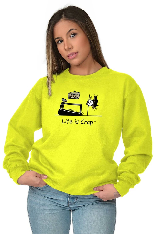 Life is Crap Cinta de Correr Divertida Adulto Sarcástica Mujer u Hombre Cuello Redondo Sudadera Foto 3 de 4