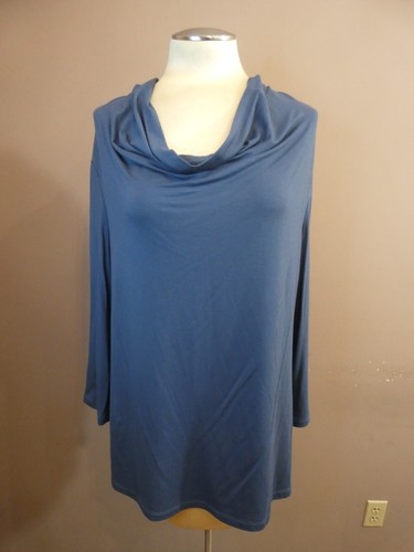 Lafayette 148 Women's XXL Blue Viscose Blend Cowl Neck Tunic Top