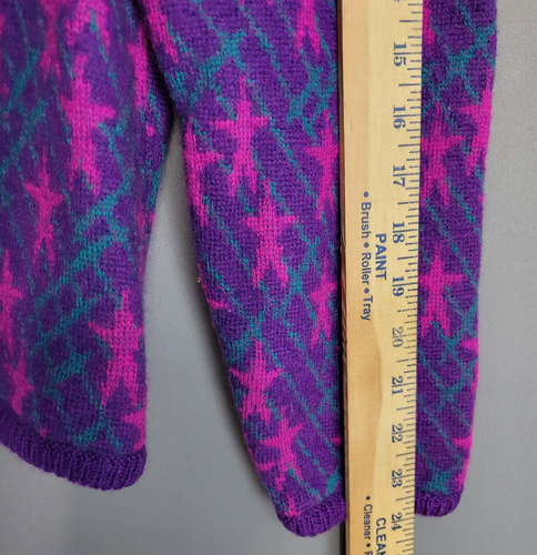 Vintage The Very Little Thing Cardgan Pullover Damen M gekochte Wolle lila rosa - Bild 9 von 11