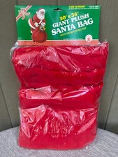 VTG 1991 Giant Plush Santa Bag w/ Drawstring 30" x 36" Rubie's Costume Co. NOS