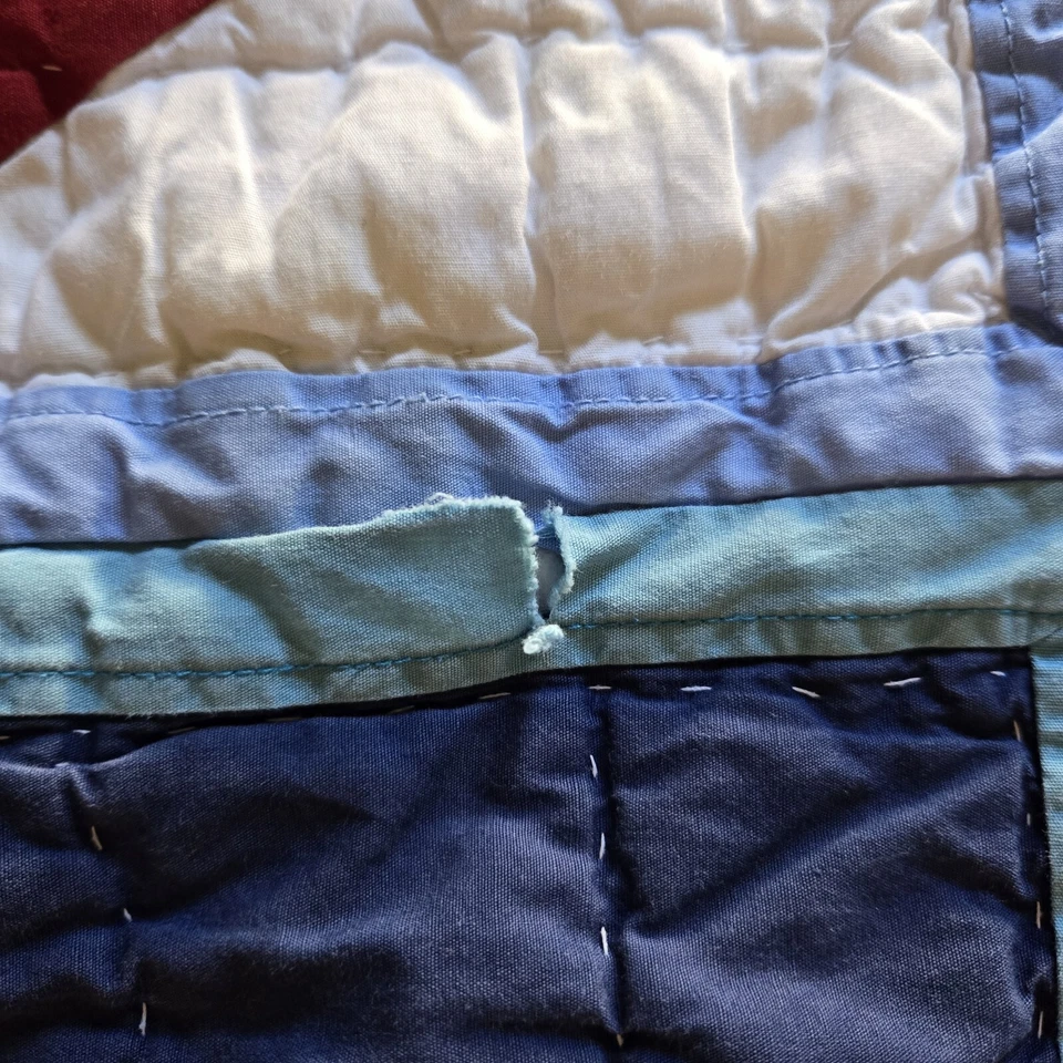 Edredón Pottery Barn Kids Twin Equipo de Béisbol Fútbol 69x86 Manta Edredón Azul Foto 4 de 4