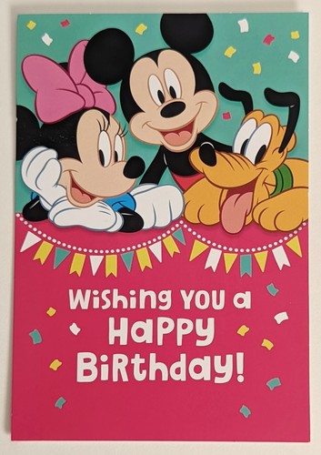 Happy Birthday Greeting Card. Mickey And Minnie Mouse (+ Envelope 5x7")