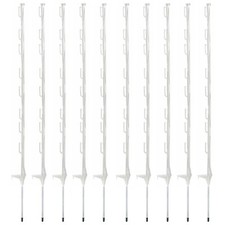 White Electric Fencing Fence Poly Plastic Posts Horse Paddock Line Pole 10 x 4ft