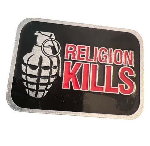 Y2K Vintage Religion Kills Fibbia per Cintura in Metallo, da Distortion Boarding, Unisex