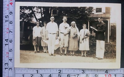 Outdoor Wedding Marriage Young People Bride Groom Vintage Photo Snapshot