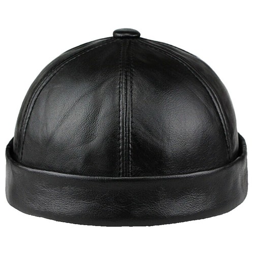 Biker Cap for Women Leather - Adjustable Motorcycle Skull  display picture 2