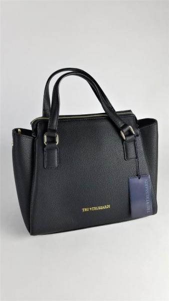 Tru Trussardi Women Black Leather Handbag 76BTB02 New
