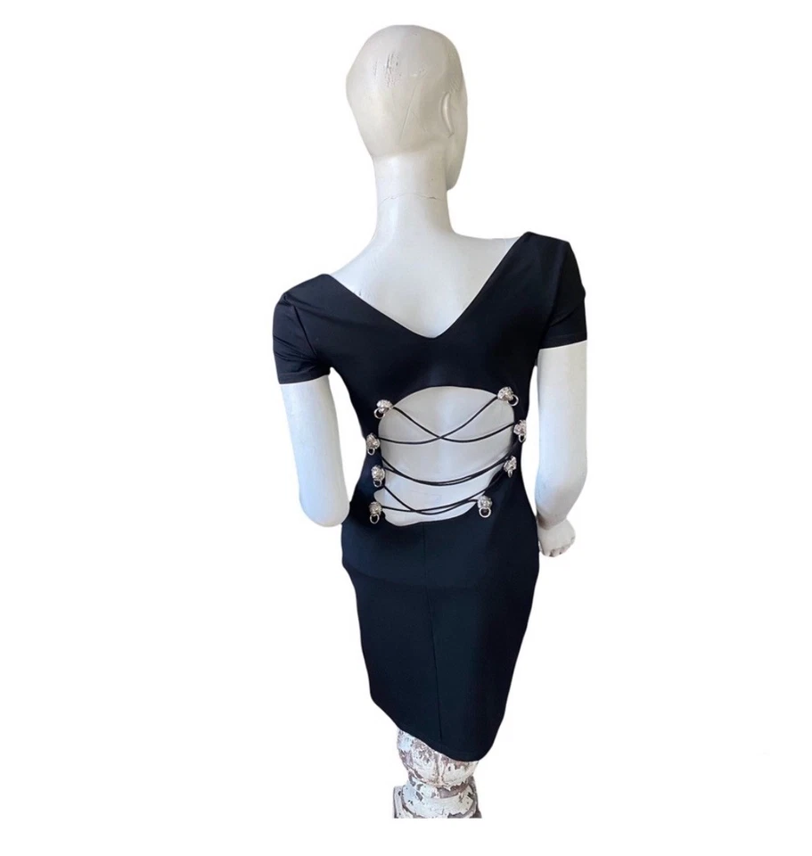 Orig$1600 Versus VERSACE ldress 带开口狮子线侧拉链 意大利 38 — 第 2/4 张图片