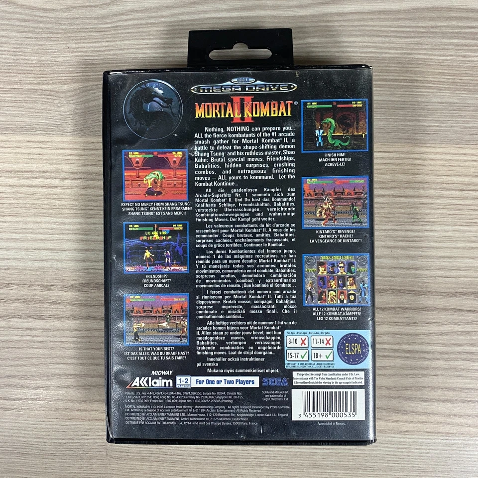 WORKING MORTAL KOMBAT II 2 SEGA MEGA DRIVE VIDEO GAME 16 BIT PAL 1993 AKLAIM - Image 3 of 4