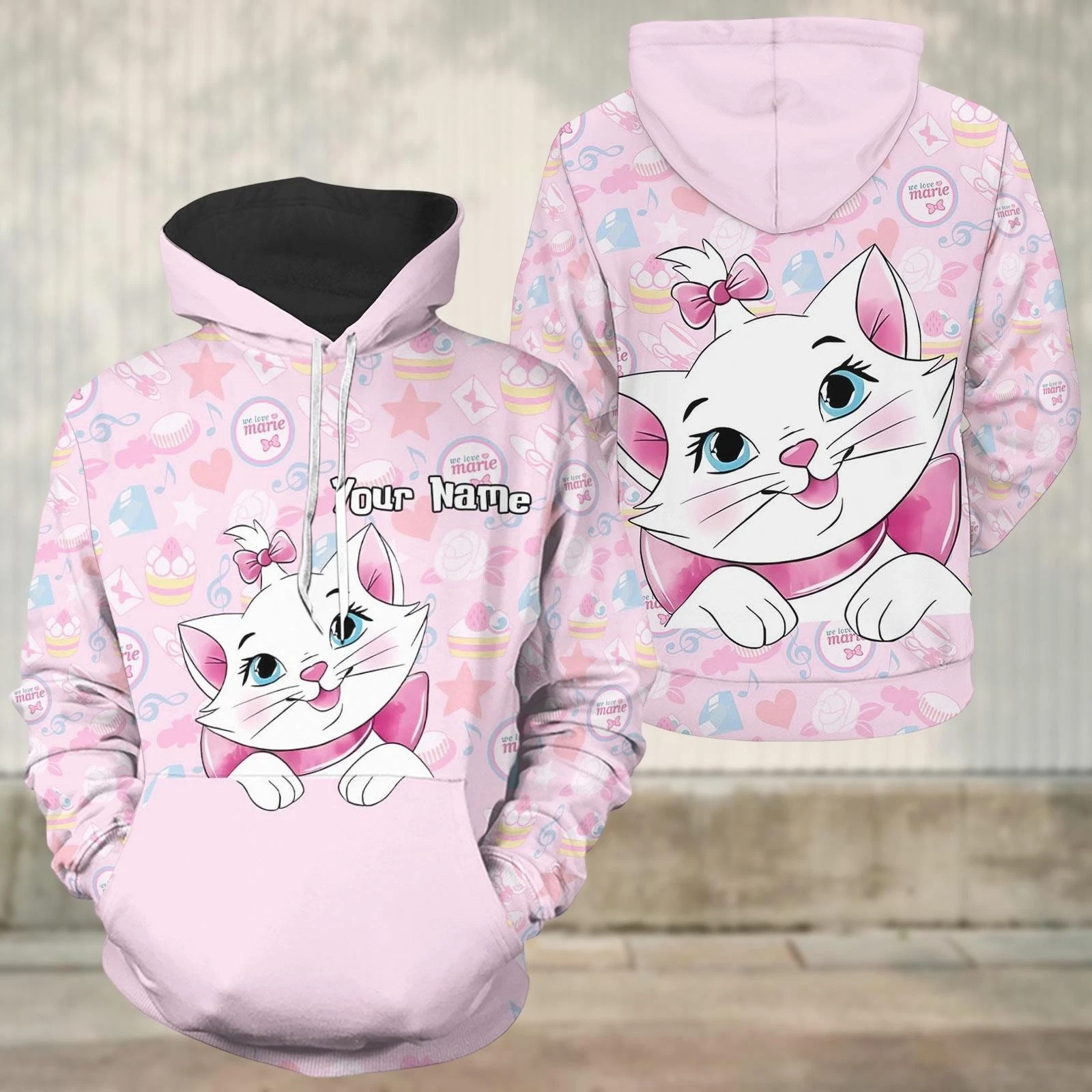 3D Printed Marie Cat The Aristocats Valentine's Day Hoodie