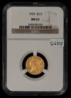 1929 G$2.50 Indian Head Gold Quarter Eagle - Luster - NGC MS 61 - SKU-G6314