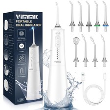 VIMMK Cordless Water Dental Flosser, 9 Jet Tips, 5 Modes, 300ML, IPX7