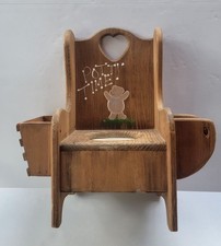Vtg Nu-Line Wooden Potty Chair With Toilet Paper and Magazine Rack Read