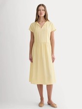 Everlane Pale Yellow V-Neck Short Sleeve Midi Dress