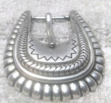Small Silver Western Engraved Replacement Belt Buckle Rope Edge Great Shape