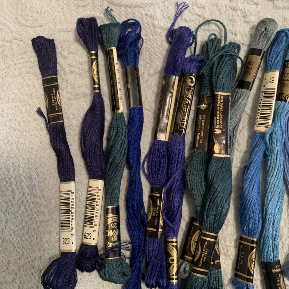 40-DMC 6-Strand Embroidery Cotton 8.7yd-all BLUES Mixed One Of Several Lots - Image 2 of 4