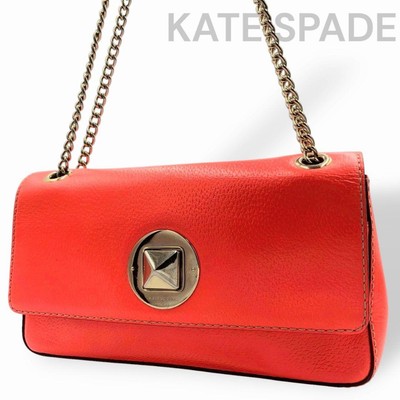 Kate Spade Shoulder Bag Diagonal Gold Studs Red