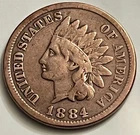 1884 Indian Head Cent Low Mintage VF Details Solid Reverse Clean Coin JC1845