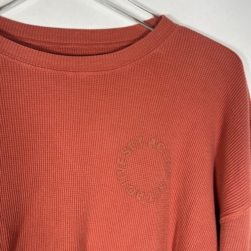SET ACTIVE Easy Crop Waffle Knit Sweatshirt S Orange Long Sleeve Oversized - Picture 4 of 6