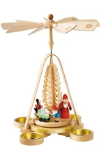 16687 - Richard Glaesser Pyramid - Santa with Toys and tree - 10"H x 8"W x 8"D
