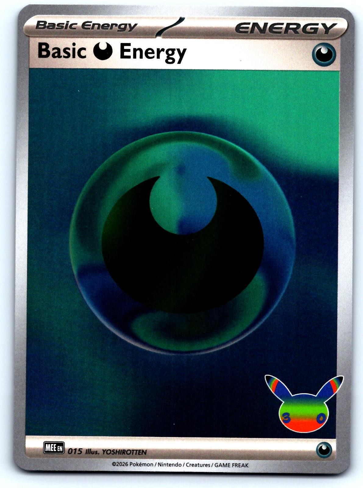 4X Basic Darkness Energy (30th ) 015 Holo: ME Energies Pokemon NM