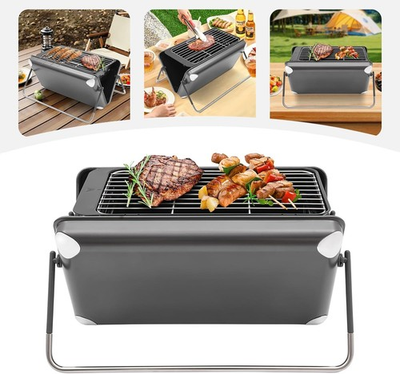 #ad Portable Camping Stove Charcoal amp; Gas 2 in 1 Portable Camping Grill Black $60.00