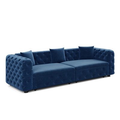 Chesterfield Velvet Pull Out Convertible Sofa Bed Button Tufted Sleeper Couch