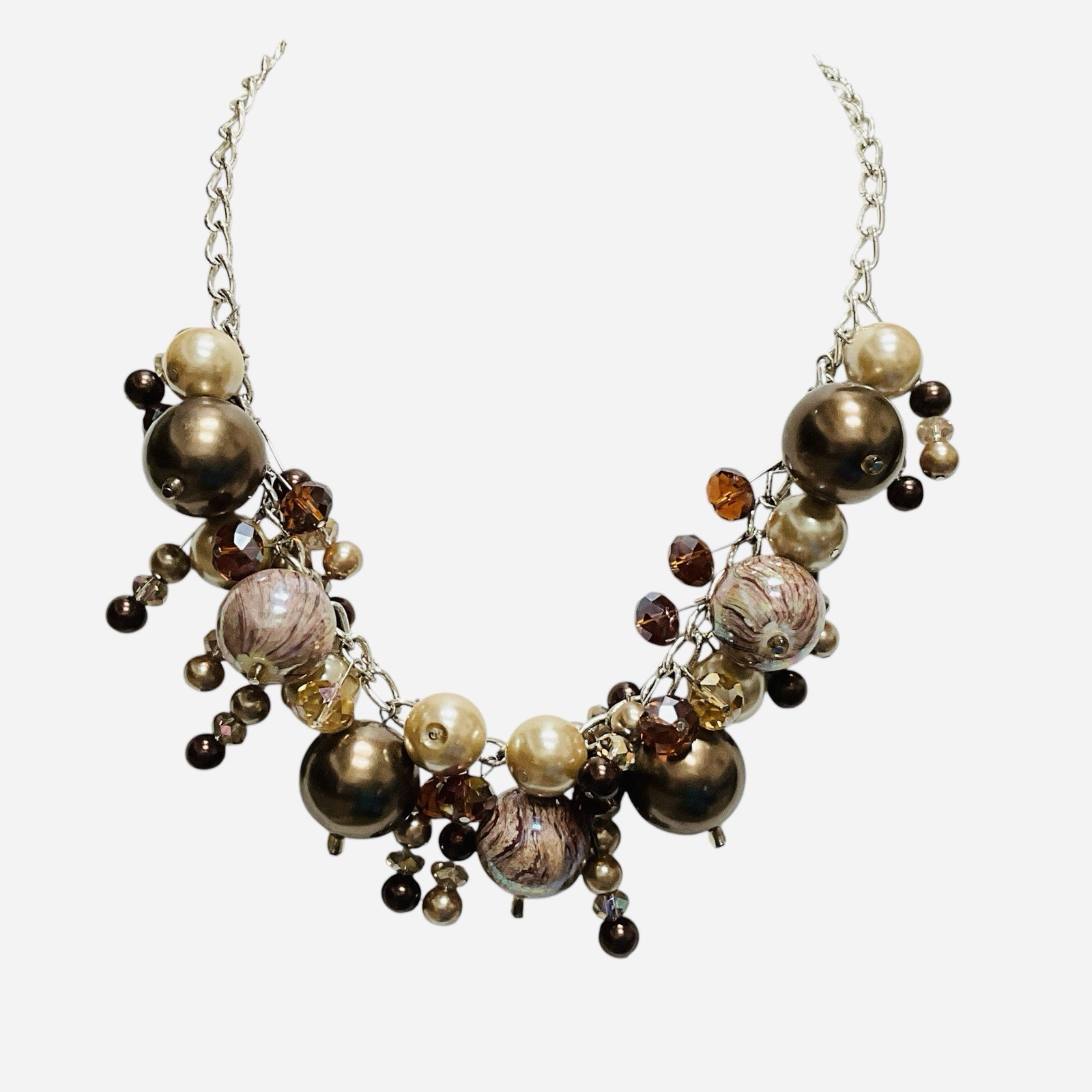 Statement Beaded Necklace Multicolor Graduated Be… - image 1