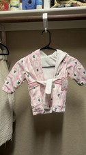 Girl's PINK/WHITE PLUSH FLEECE ROBE W/HOOD PATTERN Size 12M CUTE SOFT WARM GIFT