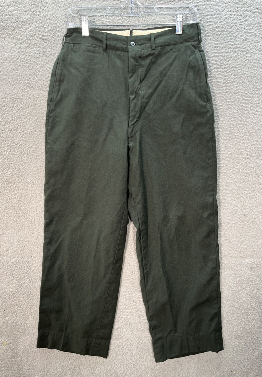 Vintage Military Pants Mens 29x29 Army Green Wool Serge Trousers