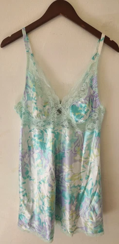 UNDERCOVER Mini abito slip seta camicia da notte pizzo floreale raso liquido abito tesori segreti L