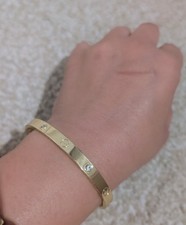 Yellow Gold Bangle Cuff Bracelet, Gold Colour, Gold Tone Finish