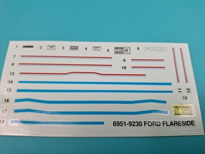 Revell AMT Ertl Monogram MPC 1/25 Model Part 1991 Ford Flareside Decal Sheet