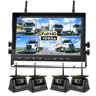 Wireless Magnetic Solar Backup Camera HD 1080P 10.1'' DVR Monitor RV Truck Ship