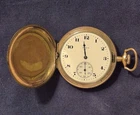 Elgin Full Hunter Yellow Gold Mechanical Pocket Watch Arabic Numerals White Dial