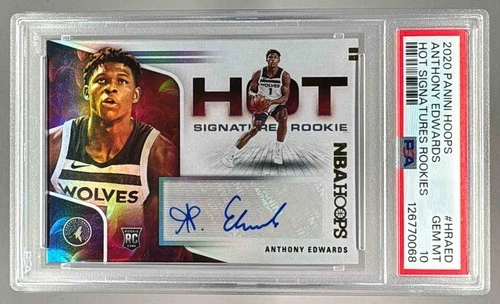 Anthony Edwards 2020 Panini Hoops Hot Rookie RC Auto PSA 10
