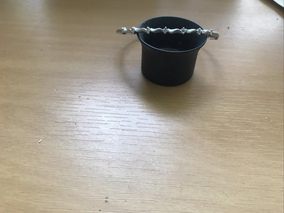 Brazalete Brazalete Oro Blanco 18K Nuevo Con Diamantes Peso Total.33c,6,5 gr Foto 3 de 4