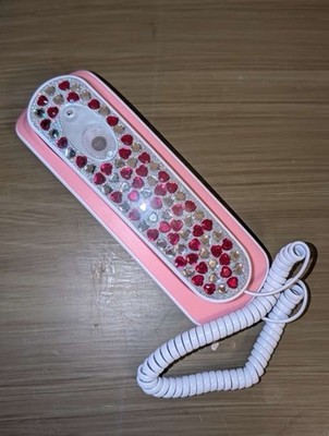 Avon Pink Trimline Corded Telephone Heart Gem Decoration Model 0900810