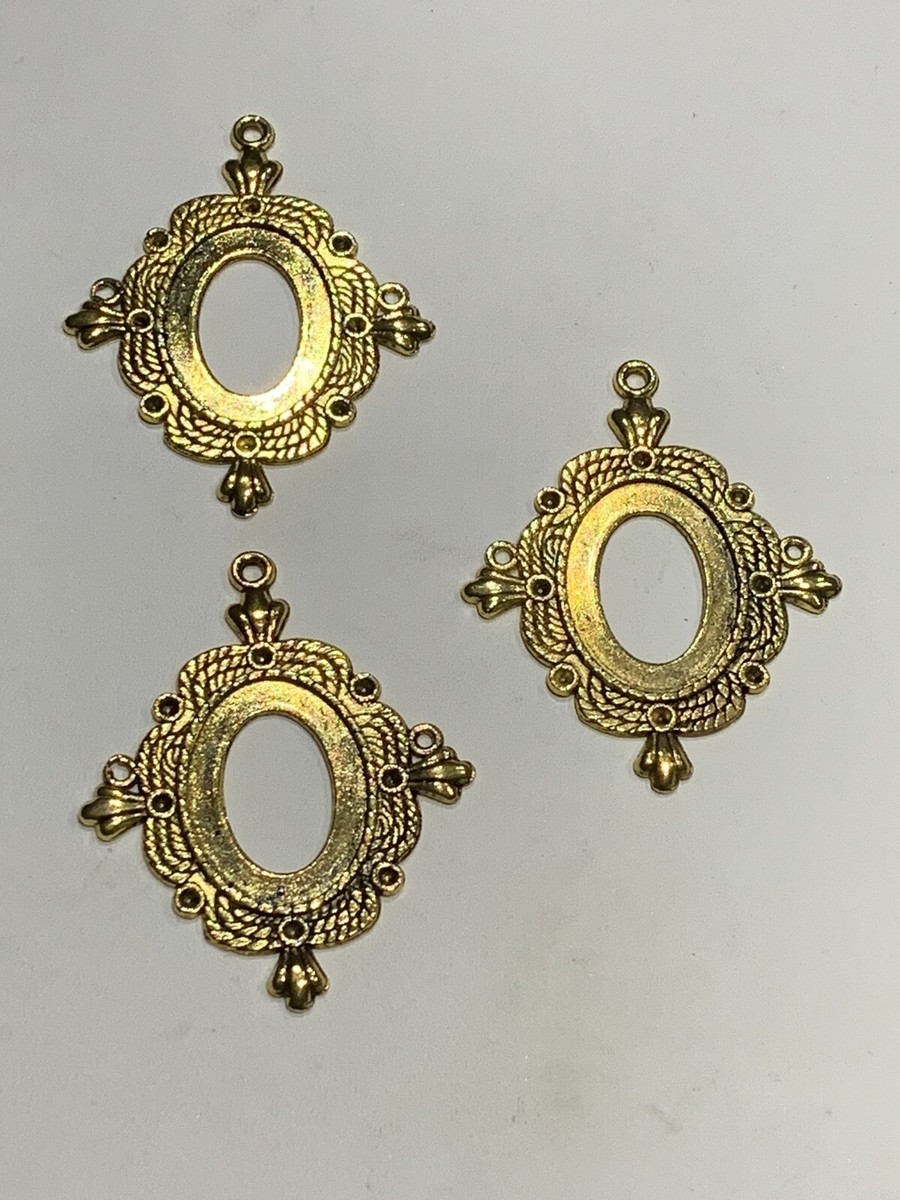 LOT OF ELEGANT ART-DECO OPEN-BACK BEZEL SETTING- 25MMX18MM-GOLD