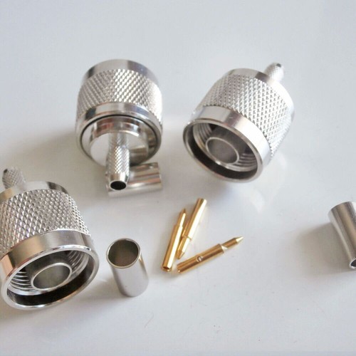 10X N Male Plug Crimp For RG58 RG142 LMR195 RG400 cable Straight RF Connector - Picture 7 of 11
