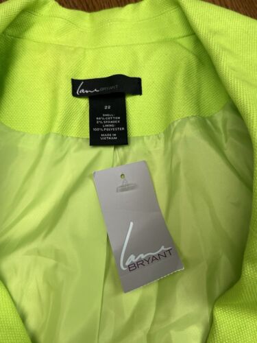 Lane Bryant Women's Lime Neon Green/White Blazer Sz 22 NWT Moto MSRP $89.95 - Picture 3 of 7