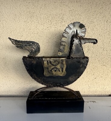 Jack Hanson Vintage Brutalist Iron Metal Horse Sculpture Stand