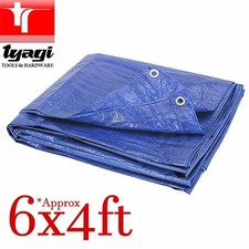 6ft x 4ft TARPAULIN BLUE WATERPROOF TENT FLY COVER GROUND COVER SHEET WINDBREAK