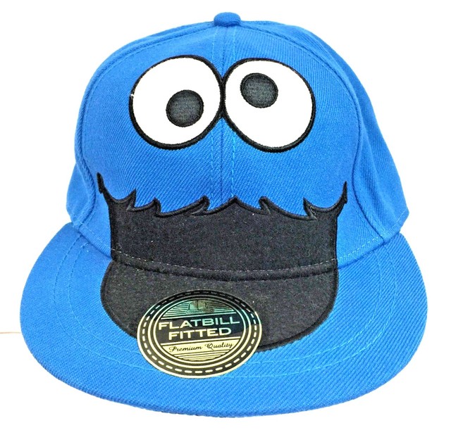 Sesame Street Cookie Monster Blue Embroidered Hat Fitted Baseball Cap